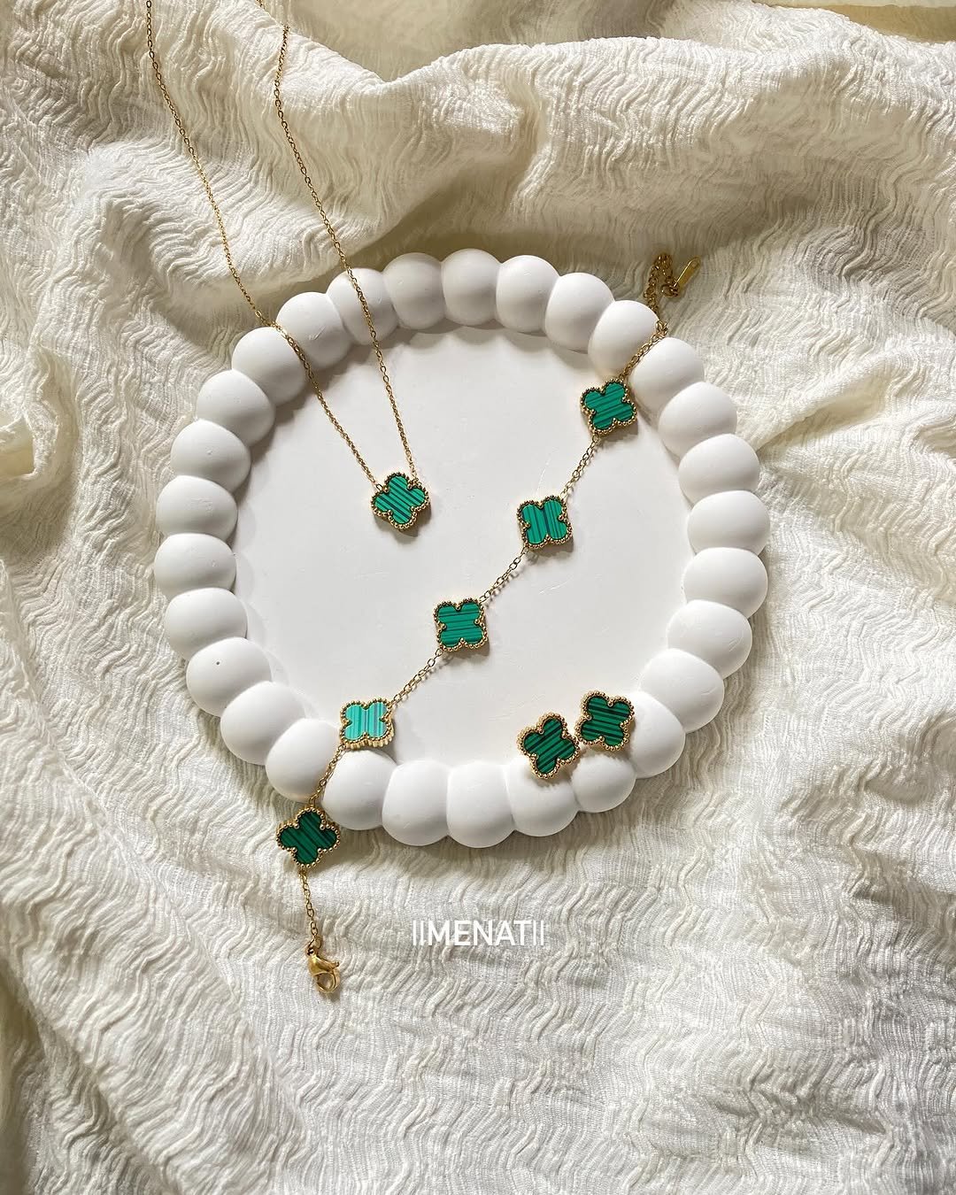 Anti tarnish necklace, bracelet, earrings combo